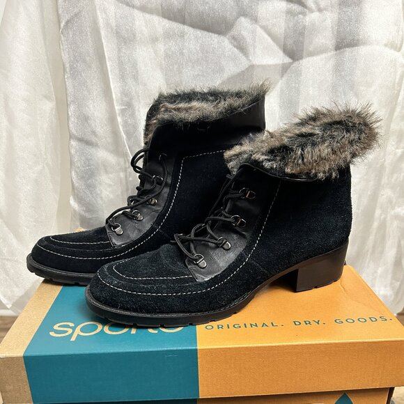 Sporto waterproof suede / leather faux fur lined boots, black size 10M - Picture 1 of 2